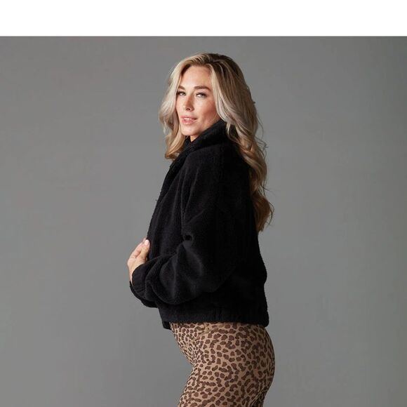 Tavi Noir full zip Cozy fleece Sherpa black Bomber Jacket small - Picture 2 of 7